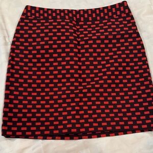 LOFT Red and Black Geometric Mini Skirt